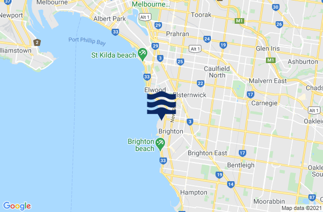 Carte des horaires des marées pour North Brighton, Australia