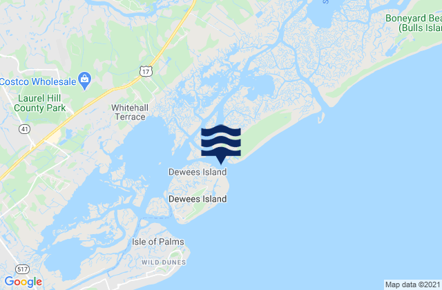 Carte des horaires des marées pour North Dewees Island (Capers Inlet), United States