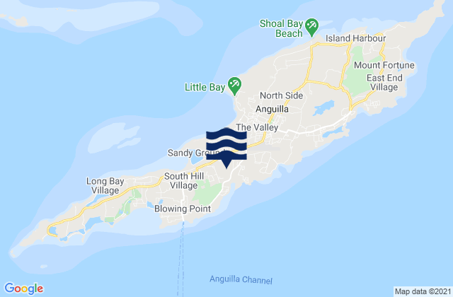 Carte des horaires des marées pour North Hill Village, Anguilla