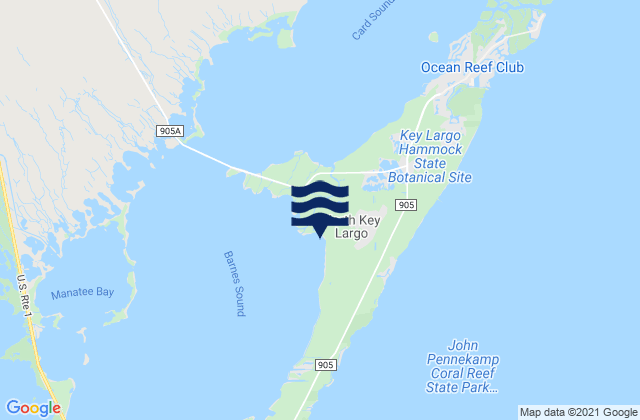 Carte des horaires des marées pour North Key Largo, United States