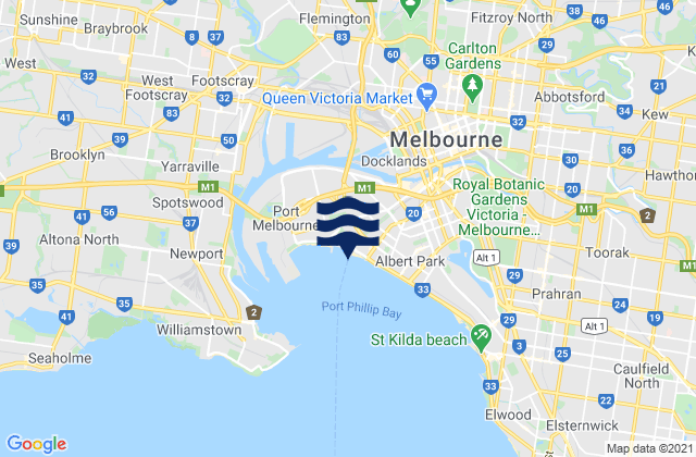 Carte des horaires des marées pour North Melbourne, Australia