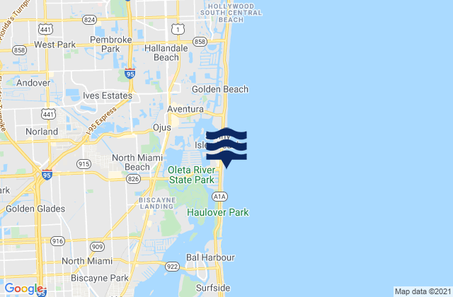 Carte des horaires des marées pour North Miami Beach (Newport Fishing Pier), United States