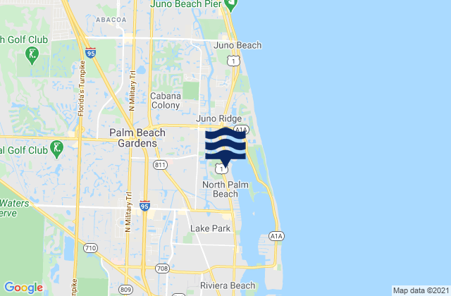 Carte des horaires des marées pour North Palm Beach, United States