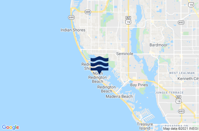 Carte des horaires des marées pour North Redington Beach, United States