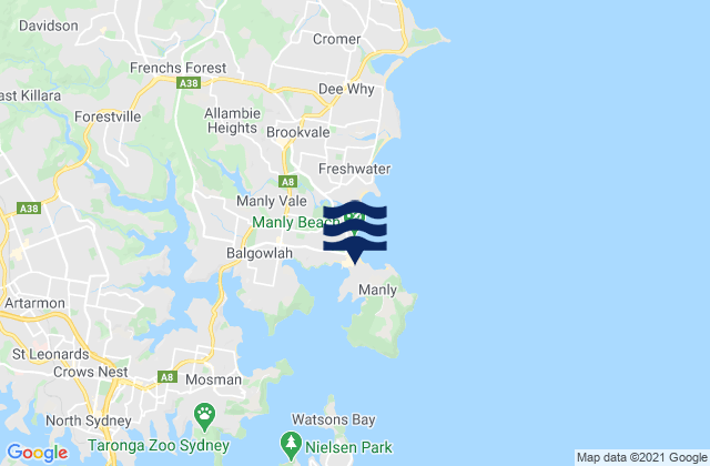 Carte des horaires des marées pour North Steyne Beach, Australia