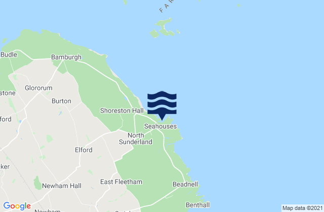 Carte des horaires des marées pour North Sunderland (Northumberland), United Kingdom