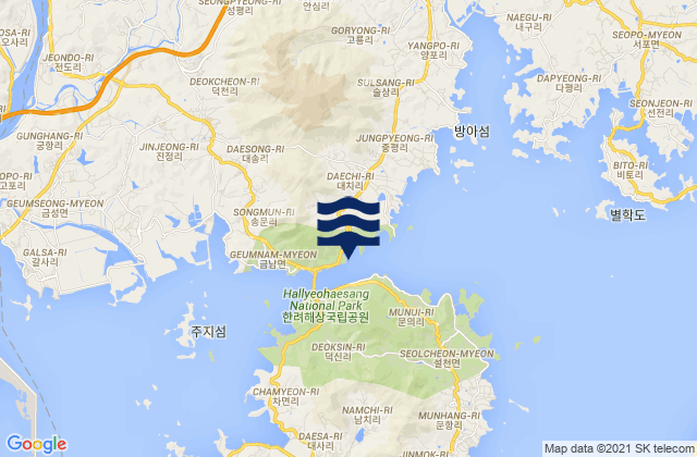 Carte des horaires des marées pour Noryang-ni, South Korea