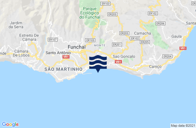 Carte des horaires des marées pour Nossa Senhora do Monte, Portugal