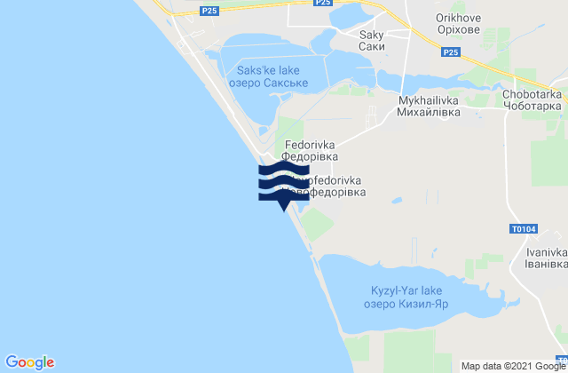 Carte des horaires des marées pour Novofedorovka, Ukraine