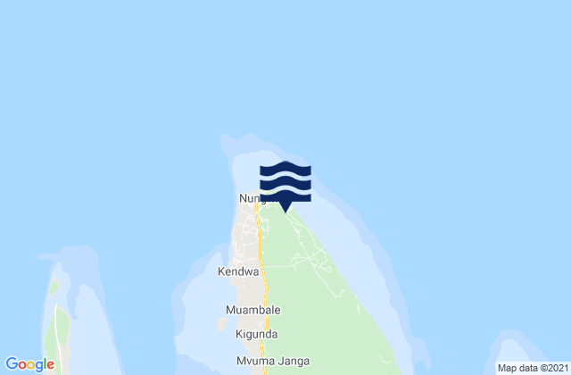 Carte des horaires des marées pour Nungwi, Tanzania