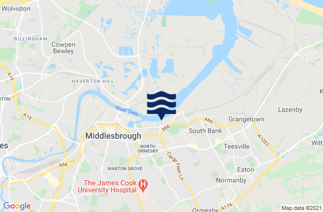 Carte des horaires des marées pour Nunthorpe, United Kingdom