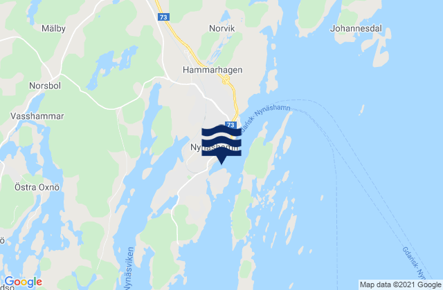Carte des horaires des marées pour Nynäshamn, Sweden