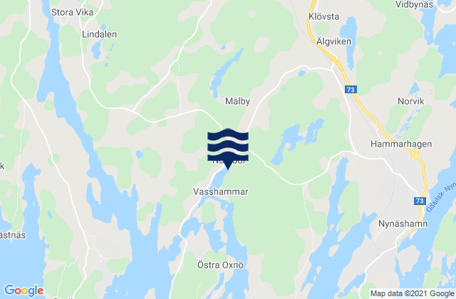 Carte des horaires des marées pour Nynäshamns kommun, Sweden