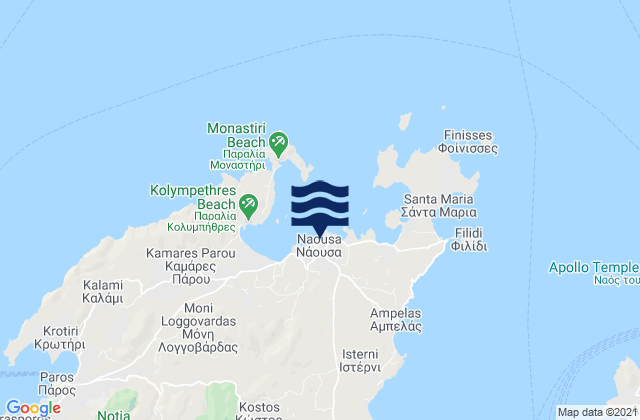 Carte des horaires des marées pour Náousa, Greece