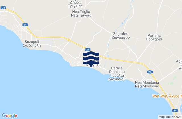 Carte des horaires des marées pour Néa Flogitá, Greece