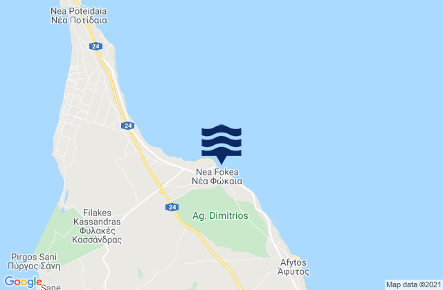Carte des horaires des marées pour Néa Fókaia, Greece
