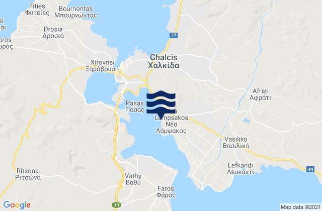 Carte des horaires des marées pour Néa Lámpsakos, Greece