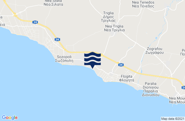 Carte des horaires des marées pour Néa Tríglia, Greece