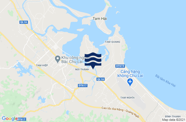 Carte des horaires des marées pour Núi Thành, Vietnam