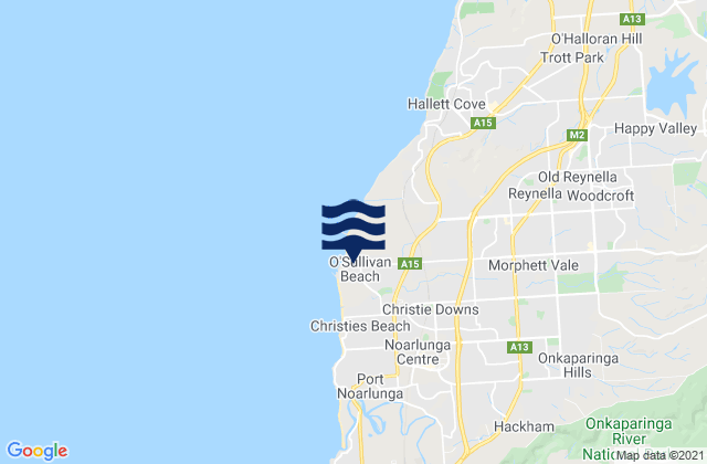 Carte des horaires des marées pour OSullivan Beach, Australia