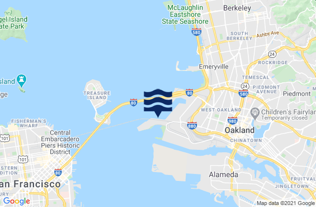 Carte des horaires des marées pour Oakland (Matson Wharf), United States