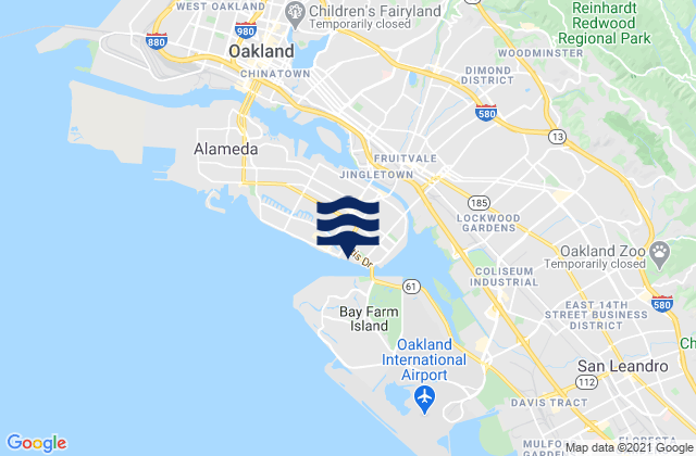 Carte des horaires des marées pour Oakland Harbor Park Street Bridge, United States