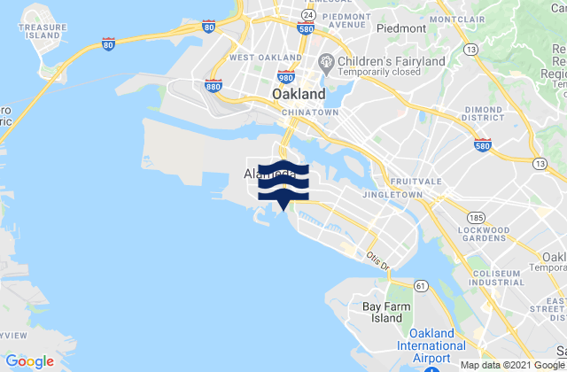 Carte des horaires des marées pour Oakland Harbor WebStreeter Street, United States