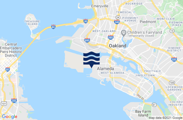 Carte des horaires des marées pour Oakland Inner Harbor, United States
