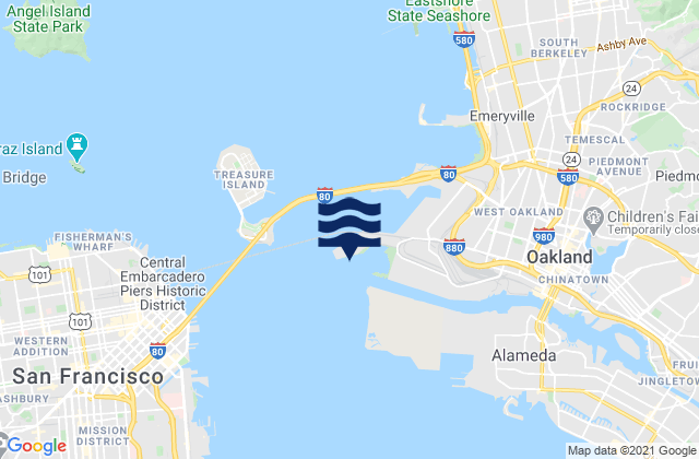 Carte des horaires des marées pour Oakland Middle Harbor, United States