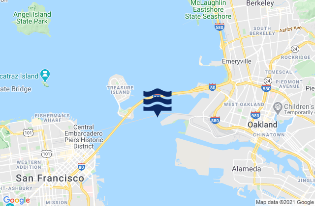 Carte des horaires des marées pour Oakland Outer Harbor Entrance LB 3, United States