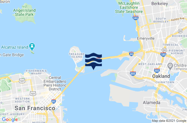 Carte des horaires des marées pour Oakland Yerba Buena Island, United States