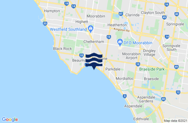 Carte des horaires des marées pour Oakleigh South, Australia