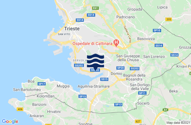 Carte des horaires des marées pour Občina Sežana, Slovenia