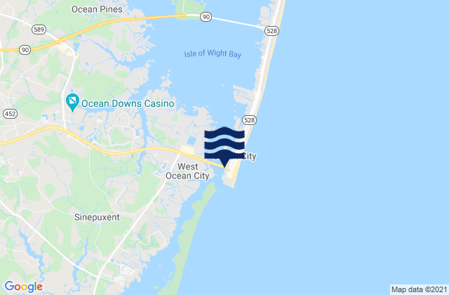 Carte des horaires des marées pour Ocean City (Isle of Wight Bay), United States
