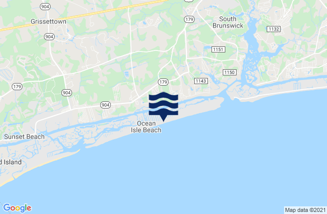 Carte des horaires des marées pour Ocean Isle Beach, United States