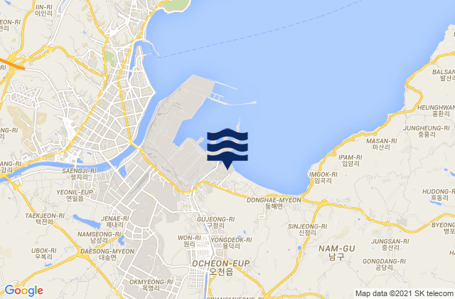Carte des horaires des marées pour Ocheon, South Korea