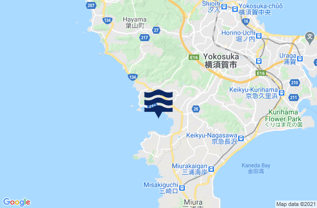 Carte des horaires des marées pour Odawa Wan, Japan