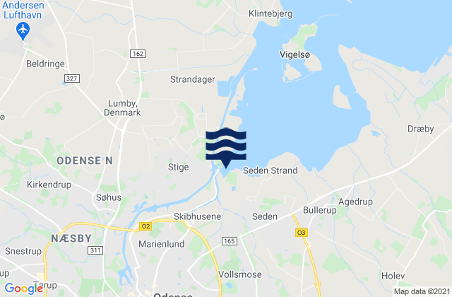 Carte des horaires des marées pour Odense Kommune, Denmark