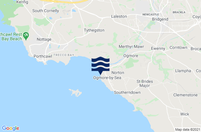 Carte des horaires des marées pour Ogmore-by-Sea Beach, United Kingdom