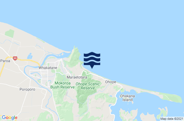 Carte des horaires des marées pour Ohope Beach, New Zealand