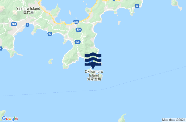 Carte des horaires des marées pour Okikamuro, Japan