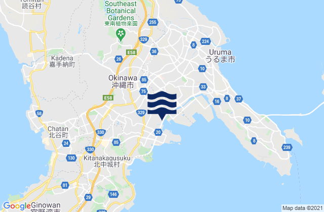 Carte des horaires des marées pour Okinawa Shi, Japan