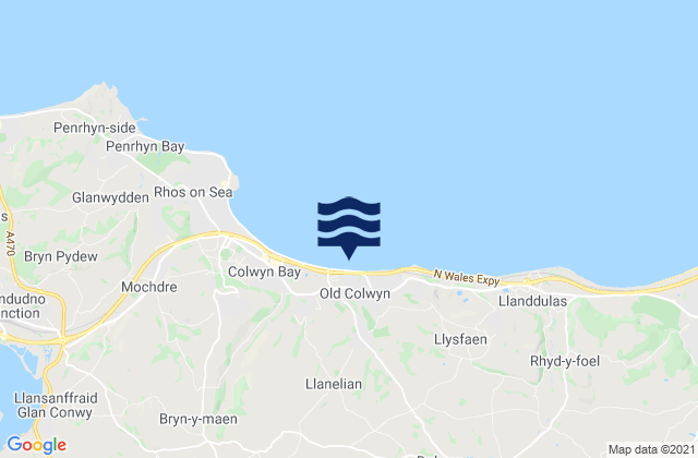 Carte des horaires des marées pour Old Colwyn Beach, United Kingdom