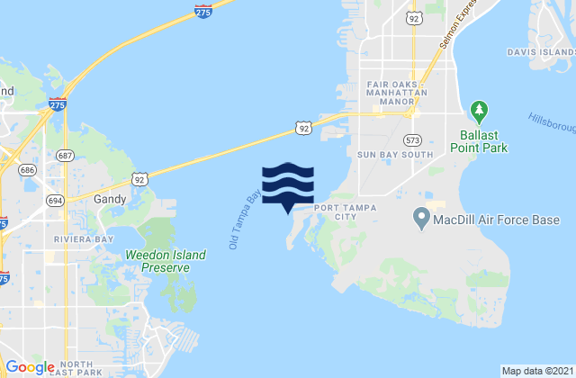 Carte des horaires des marées pour Old Port Tampa, United States