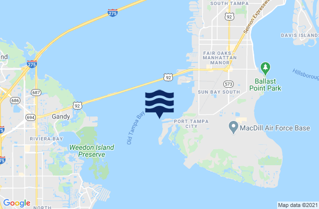 Carte des horaires des marées pour Old Tampa Bay Entrance (Port Tampa), United States