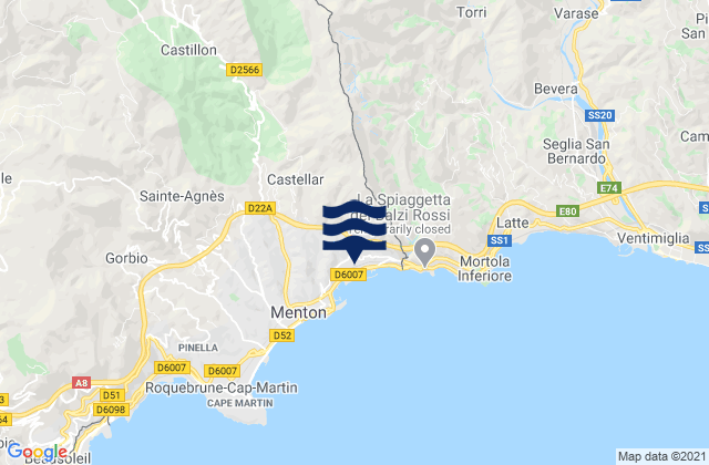 Carte des horaires des marées pour Olivetta San Michele, Italy