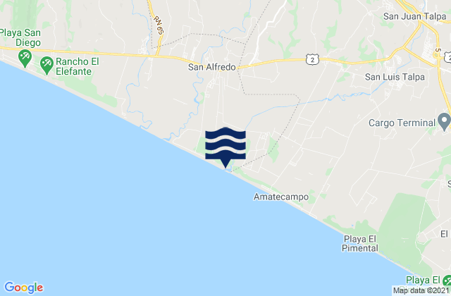 Carte des horaires des marées pour Olocuilta, El Salvador