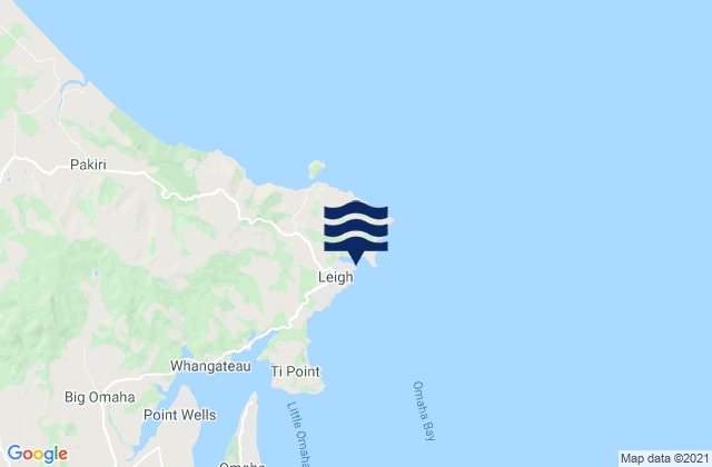 Carte des horaires des marées pour Omaha Cove, New Zealand