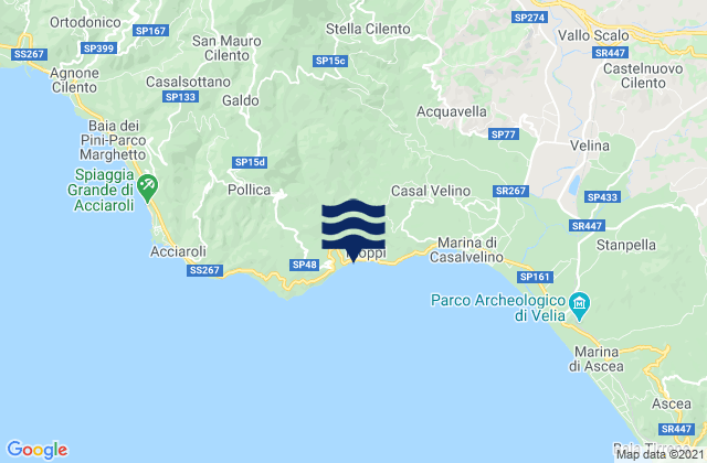 Carte des horaires des marées pour Omignano, Italy