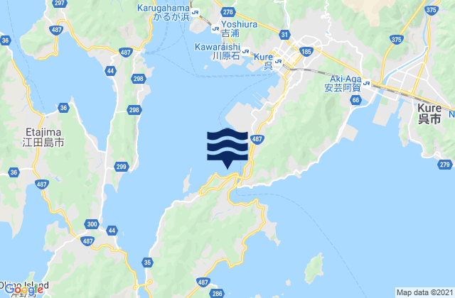 Carte des horaires des marées pour Ondo Seto, Japan